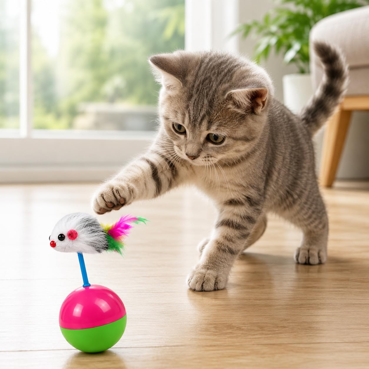 Vayinato 1 Pcs MouseShaped Wobbly Tumbler Toy For Cats | Interactive Boredom Relief Ball | Durable Plastic Play Toy For All Cat