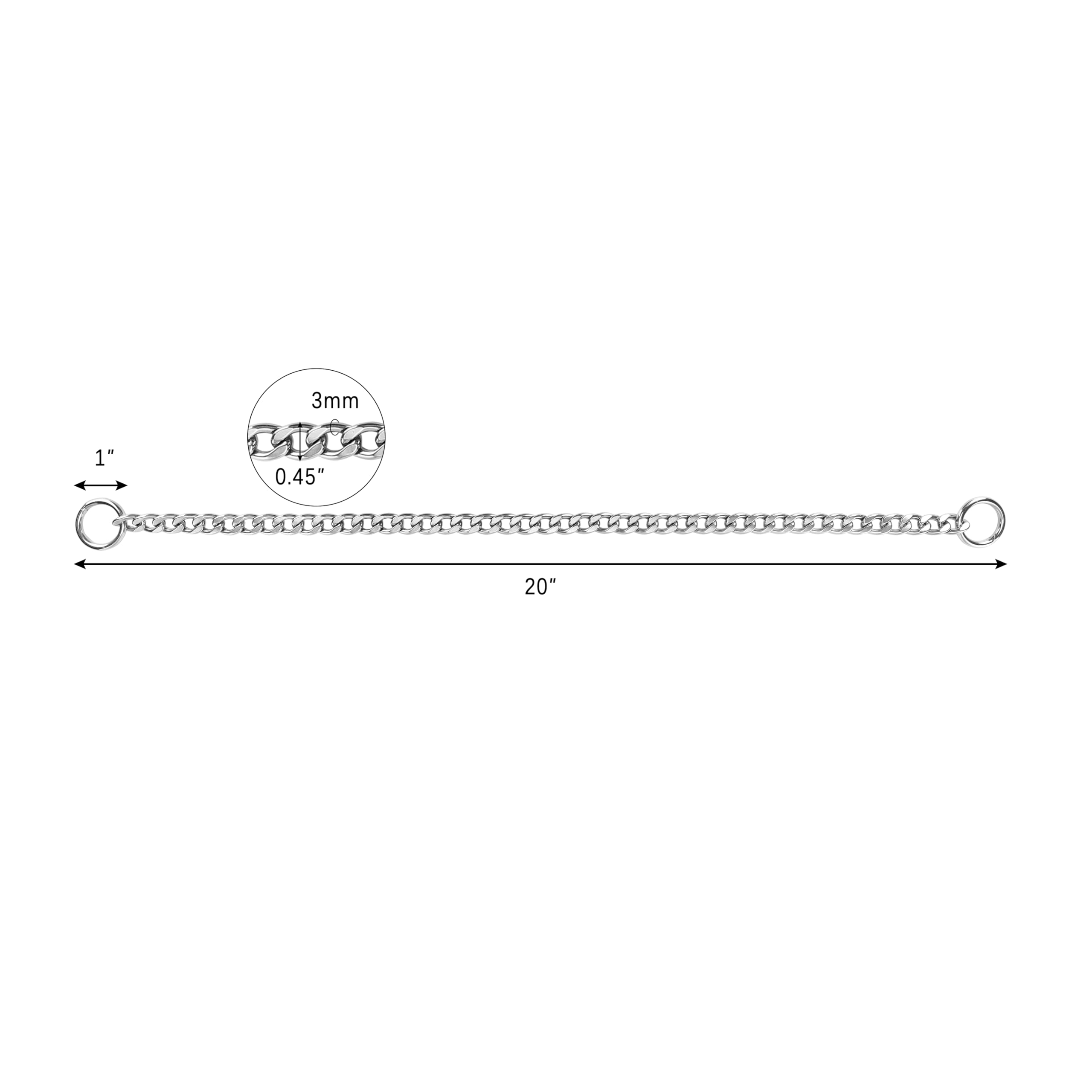Azinoo Slip P Chain Collar, 304 Stainless Steel Training Choke Collar For Small Medium Large Dogs 20 In, 3 Mm (Neck 15''~17'')