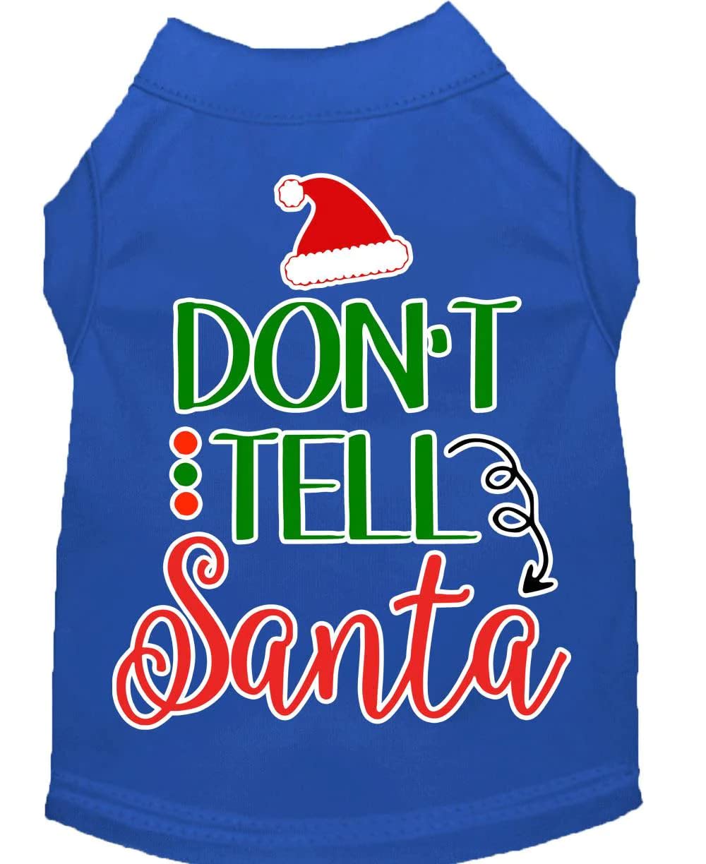Christmas Pet Dog & Cat Shirt Screen Printed, &quot;Don't Tell Santa&quot; Yellow SM (3-6 lbs.)