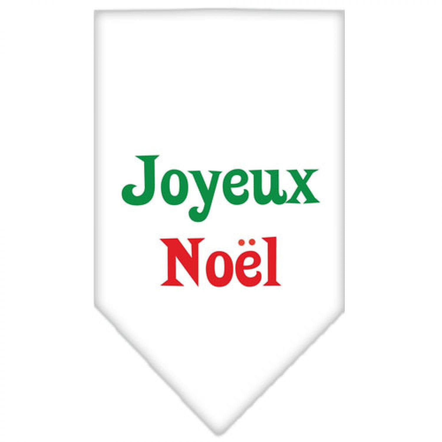 Mirage Pet Products Joyeux Noel Screen Print Bandana for Pets, Large, White