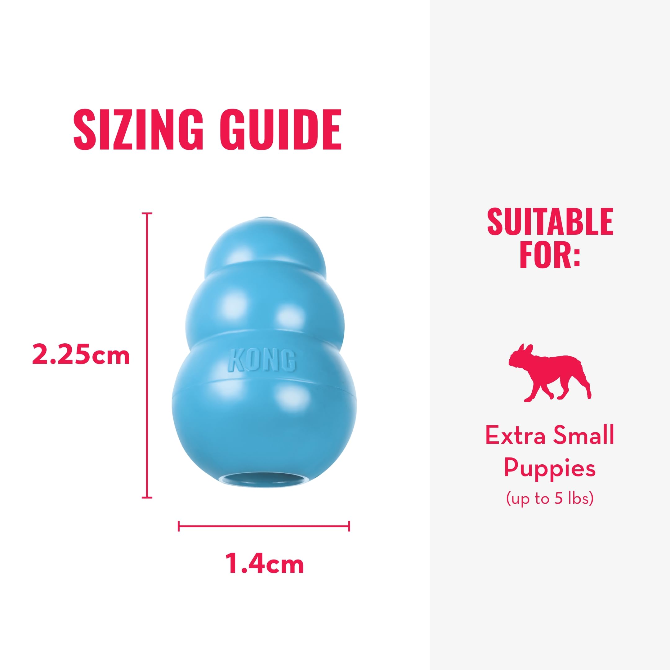 Kong Puppy - Natural Teething Rubber Chew Toy For Dogs - Stuffable Dog Toy For Extended Playtime - Chew & Fetch Toy For Puppies - For Xs Puppies - Blue