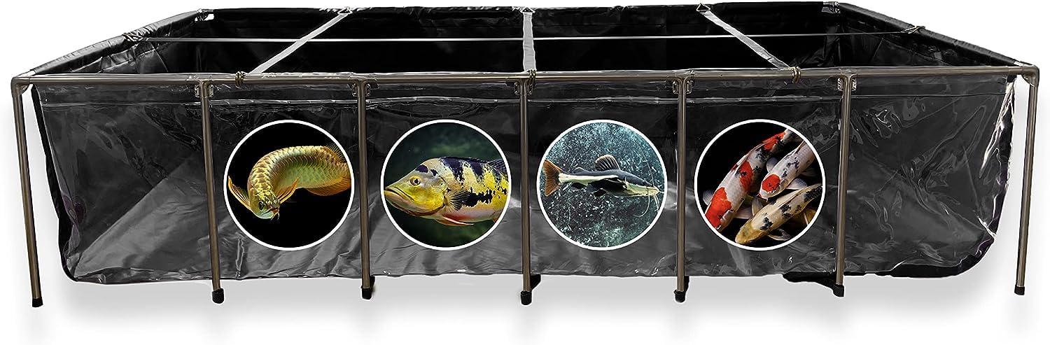 Boswell Aquarium Pool Pond,Fish Ponds For Outside With Transparent Clear Viewing Panel,750 Gallon Water Tank,Pvc Canvas Above Gr