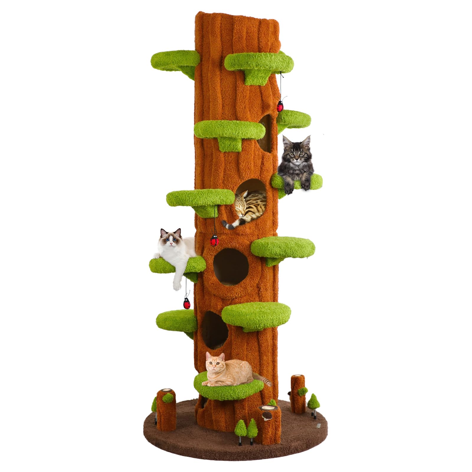 Forest Large Cat Tree,90.55'' Luxury Cat Condo For Multipul Cats,Modern Cat Tower With Scratching Post,Removable Mats For Indoor