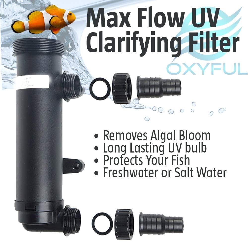 Oxyful 9W Non-Submersible Uv Ultraviolet 11' Light Clarifier Lamp Filter For Aquarium Koi Pond Fish Tank
