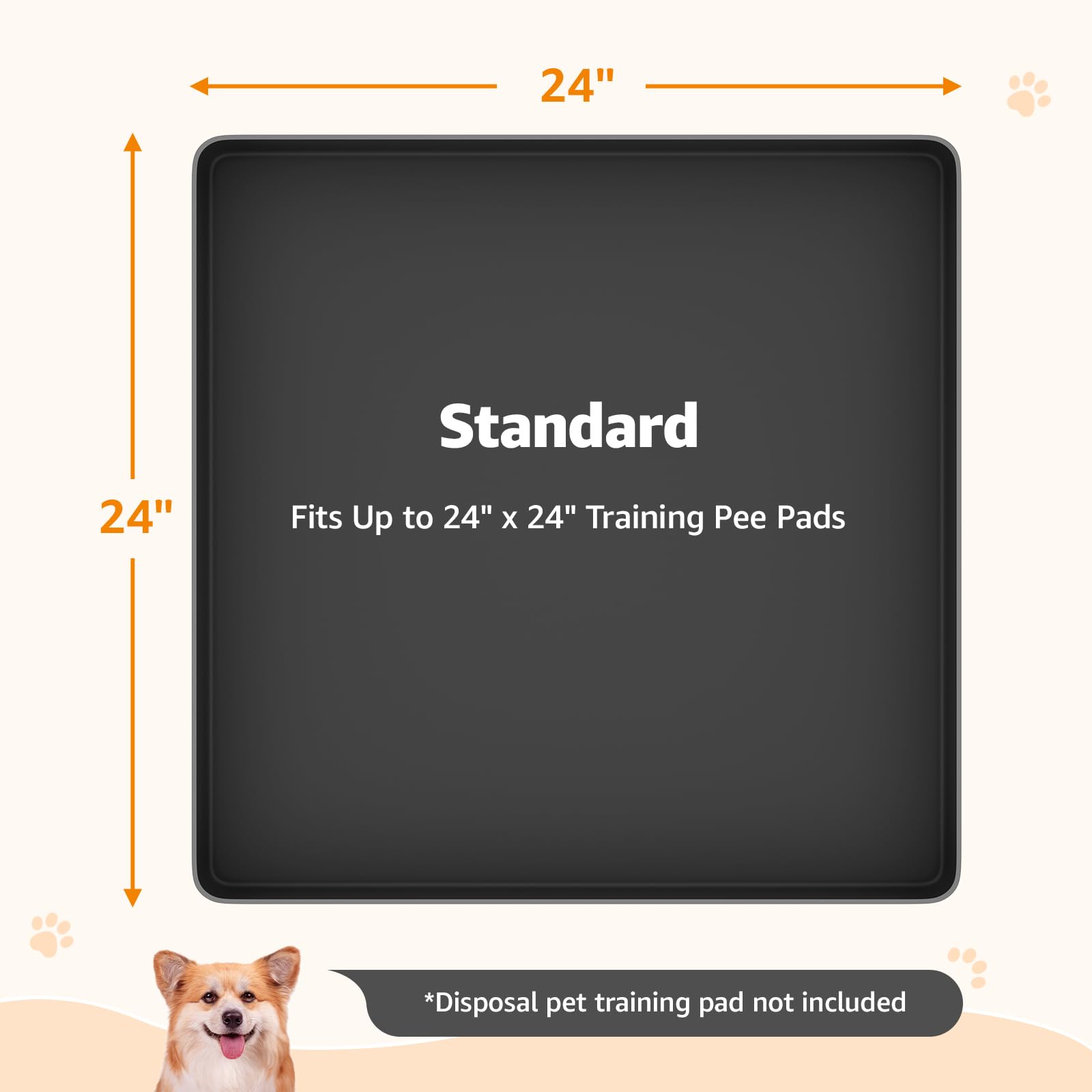 LOOBANI Dog Pee Pad Holder - Silicone Puppy Pad Holder - High Edge Dog Potty Tray with 4 Holder Clamps for Puppy Potty Training,