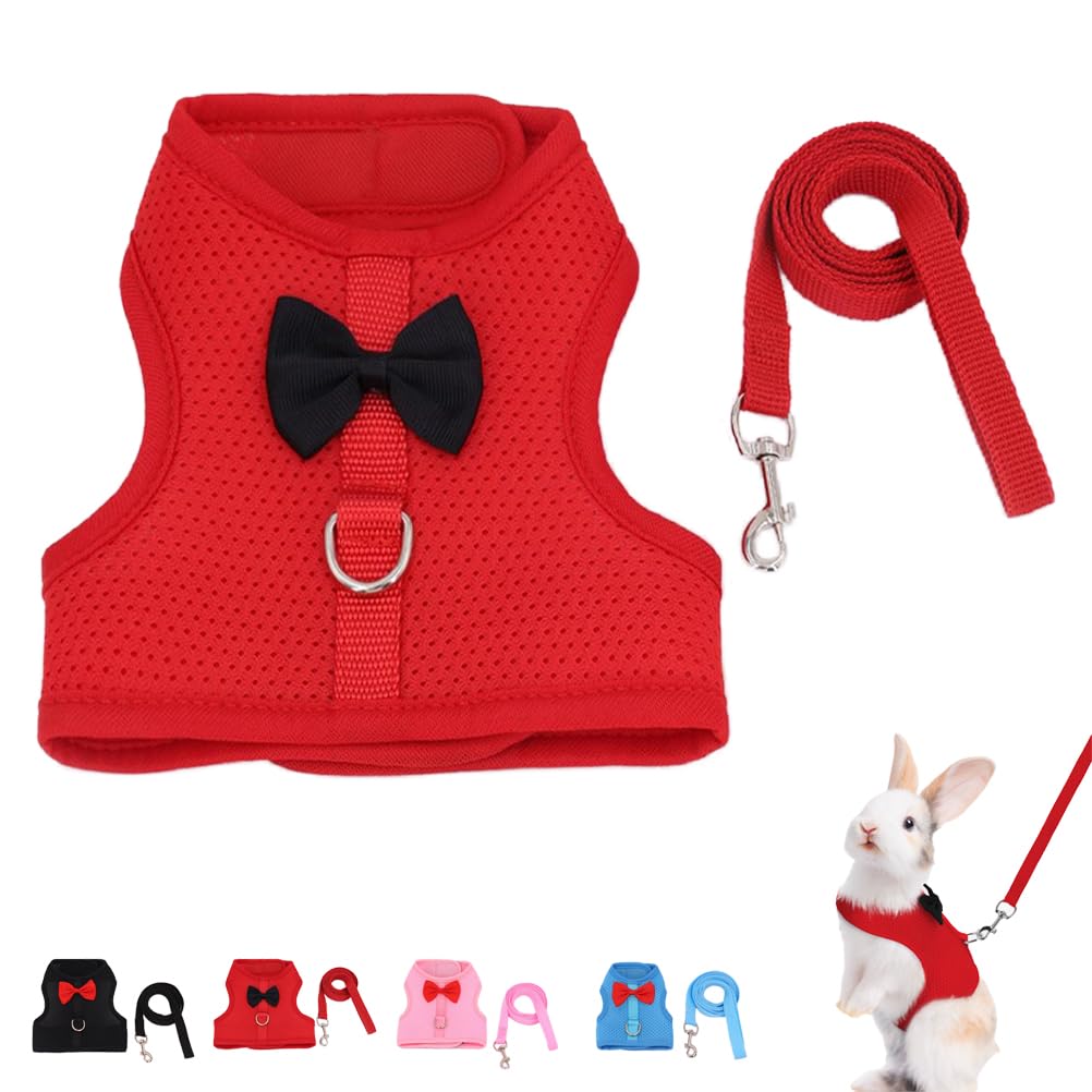 Rabbit Harness And Leash Set For Walking Escape Proof, Mesh Breathable Adjustable Bunny Harness Camping Hiking Training For Ferr