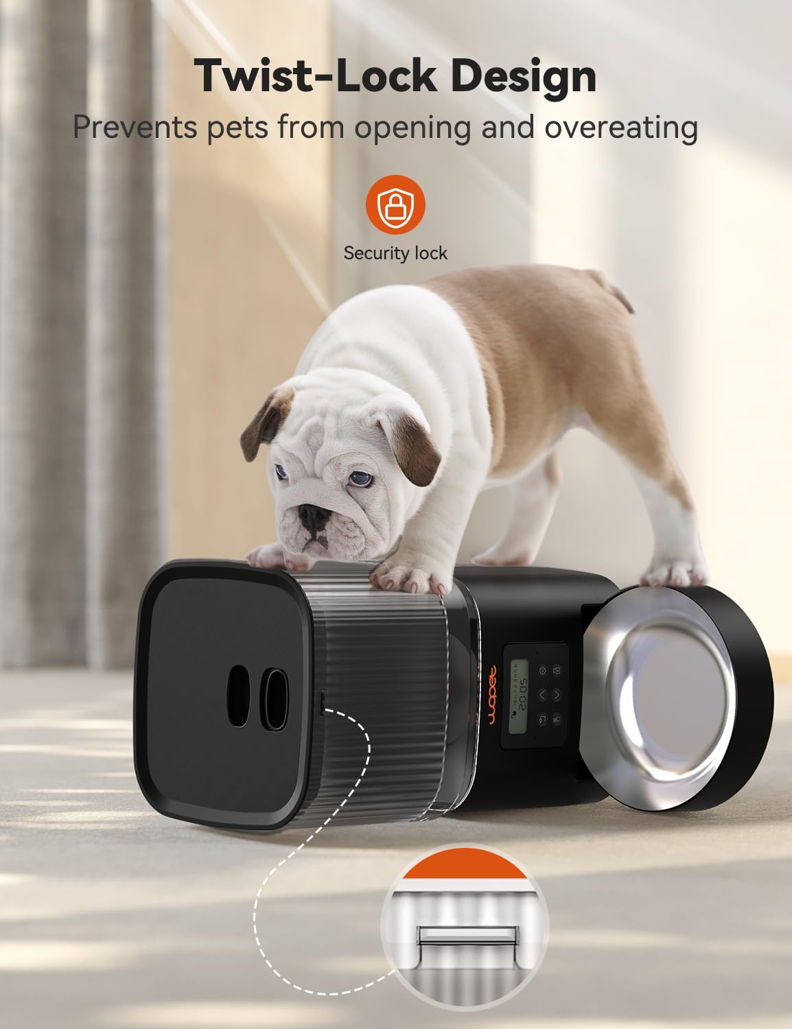 WOPET Automatic Cat Feeder, 4L Automatic Dog Feeder with 180-Day Battery Life, Programmable Cat Food Dispenser with Stainless St