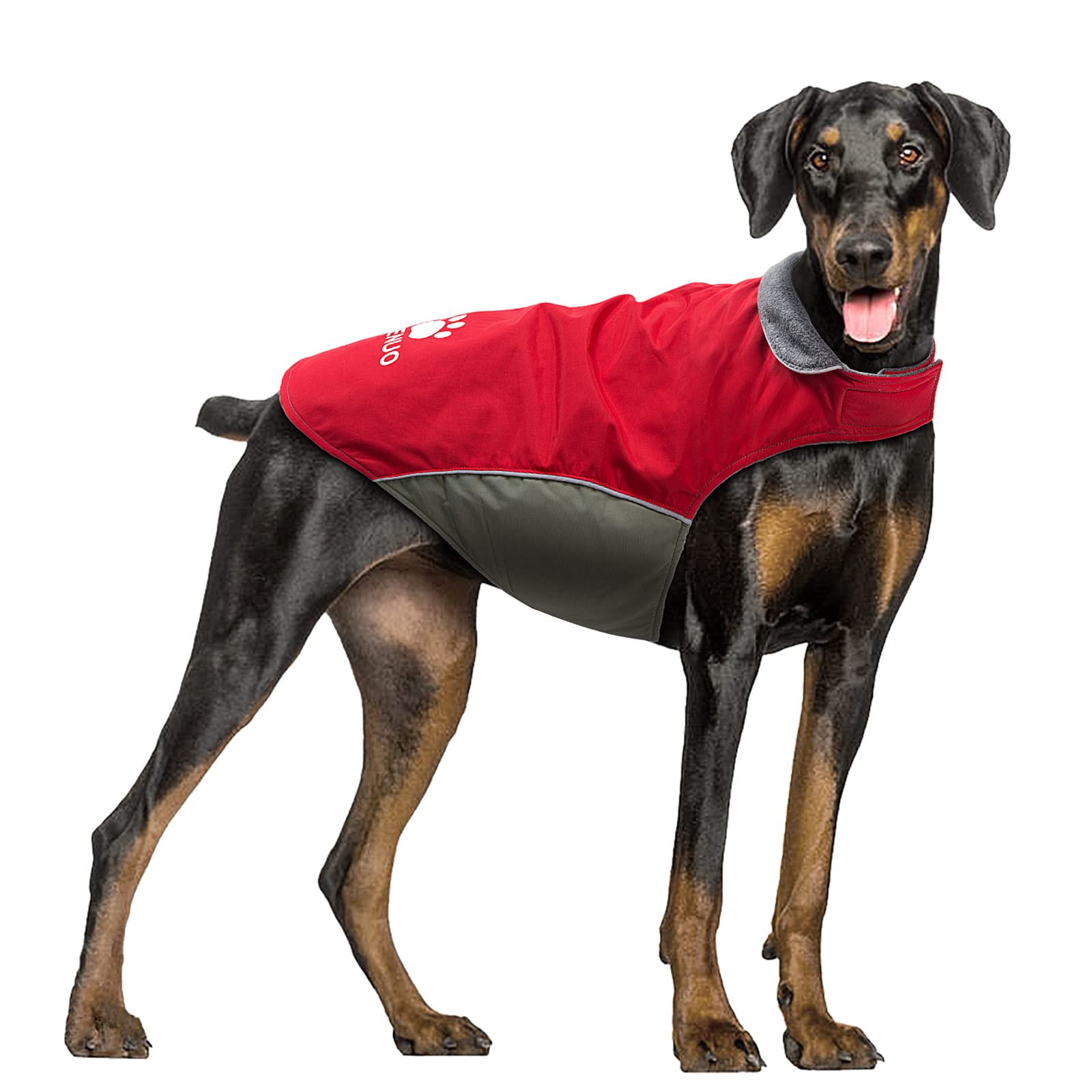 IREENUO Dog Raincoat, 100% Waterproof Dog Warm Jacket for Fall Winter, Rainproof Coat with Adjustable hook and loop & Reflective