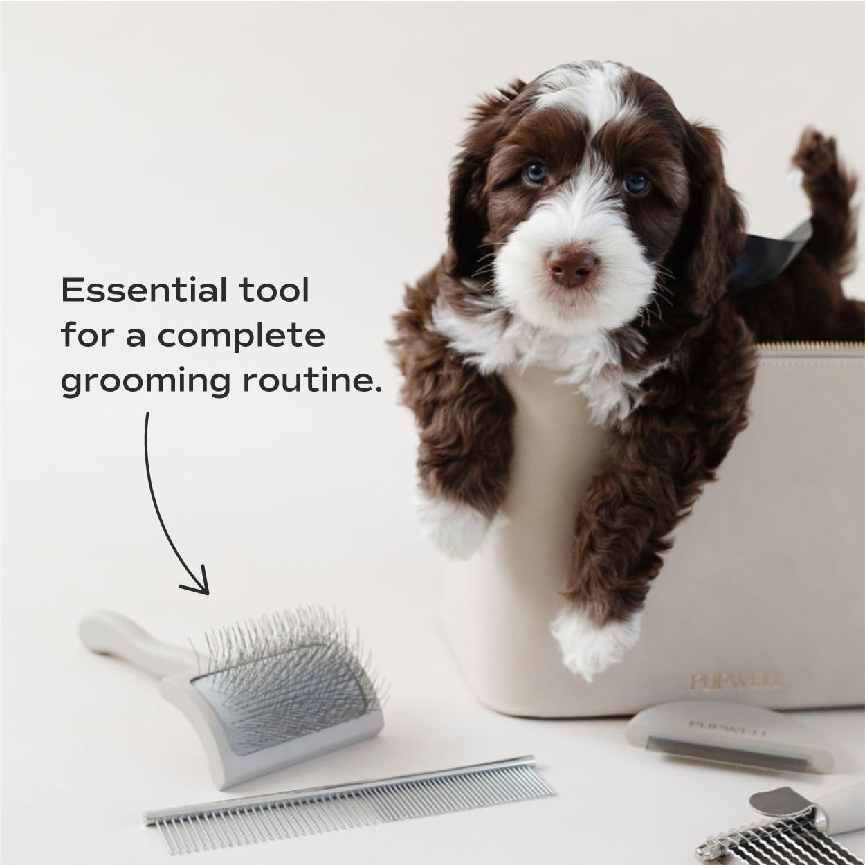 Pupwell Slicker Brush For Professional And Luxury Dog Grooming To Prevent Matting With Dense And Extra Long Stainless Steel Pins