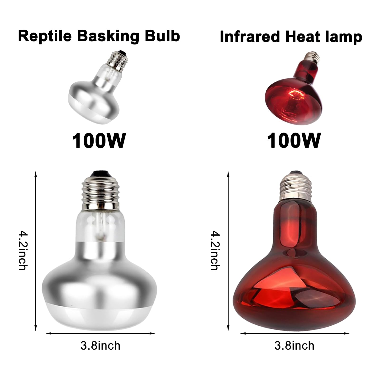 DXOPHIEX 15 inch Dual Reptile Light Fixture, Max 150W Dual Dome Reptile Heat Lamp with 100W Basking Bulb&Infrared Heat Lamp, UVB