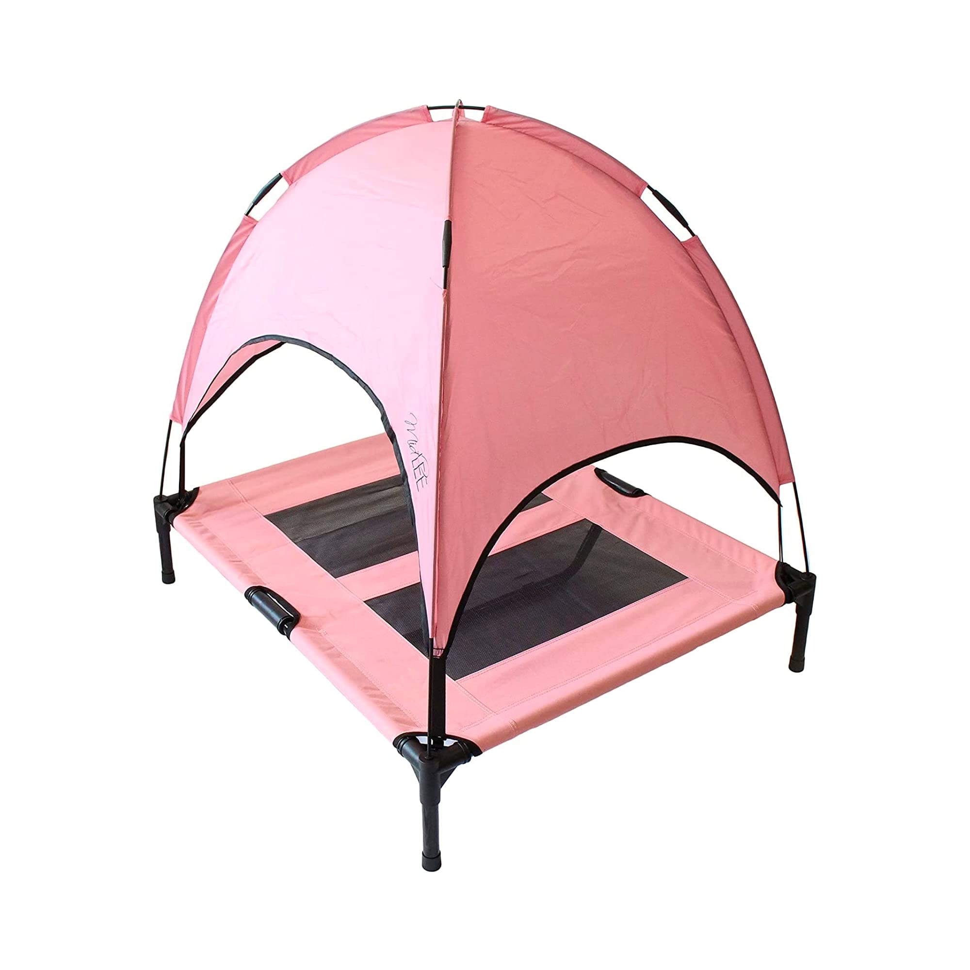 Midlee Pink Dog Cot Bed With Canopy (Large)- 30'' X 36''