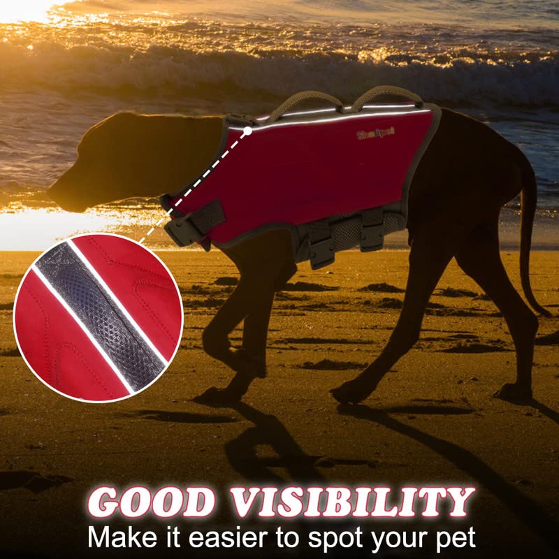 Sheripet Dog Life Jacket For Large Dogs, Dog Life Vest For Swimming Boating With Fashion Fabric Patches, Pet Safety Lifepreserve