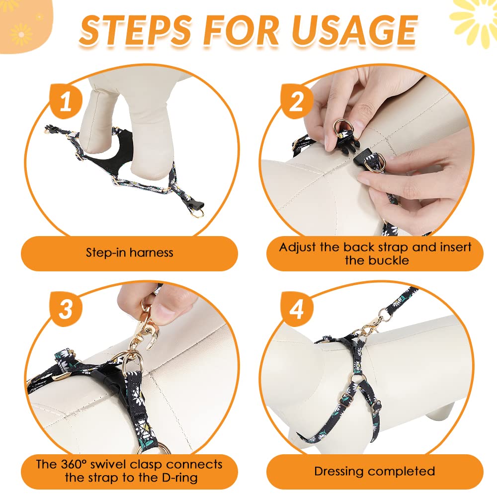 Lukovee Puppy Harness And Leash Set, No Pull Adjustable Lightweight Soft Suede Pet Harness Vest With Snap Buckle For Puppy Small