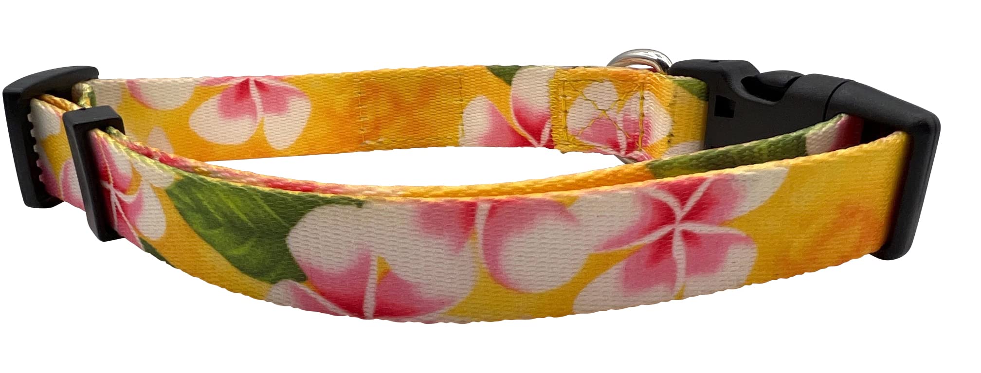 Shaka'S Salty Paws Boy & Girl Dog Collar Small Medium Large (Small Dog Collar Adj. 10-16'' For Dogs Up To 25 Lbs, Yellow Tropica