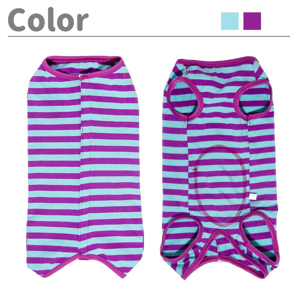 Dog’S Recovery Suit Post Surgery Shirt For Puppy, Wound Protective Clothes For Little Animals(Purple Blue Stripe-S)