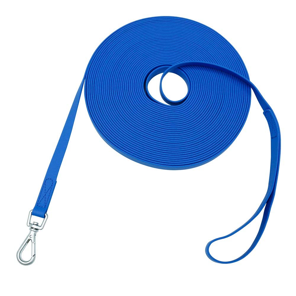 Waterproof Dog Training Leash 50Ft 30Ft 15Ft 10Ft 5Ft Heavy Duty Recall Long Lead For Large Medium Small Dogs (30Ft, Blue)