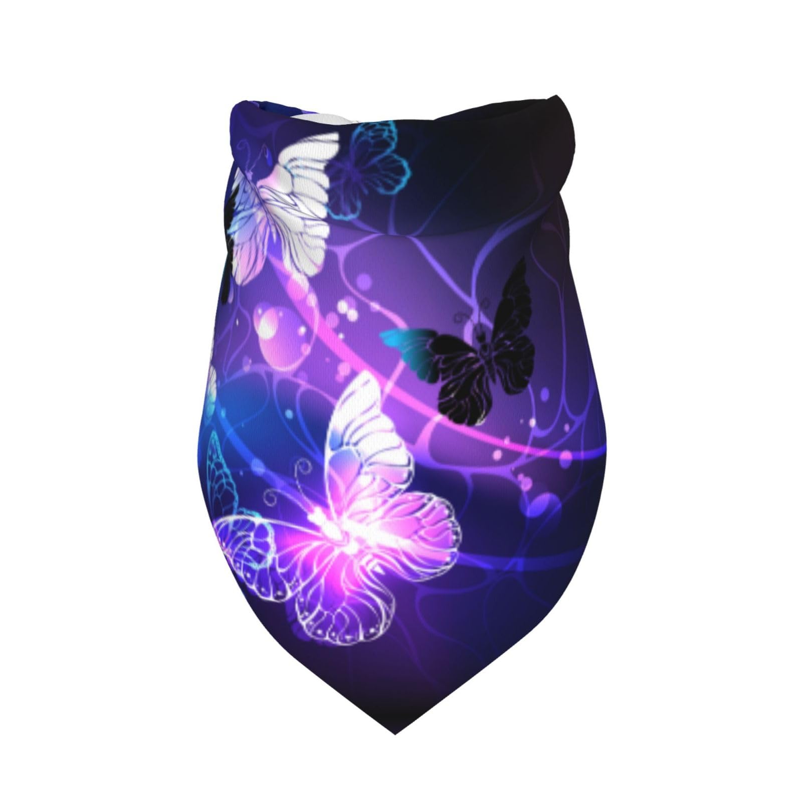 Glowing Night Butterflies Dog Bandana Scarf Triangle Bibs Pet Accessories Cat Kerchief White25 One Size