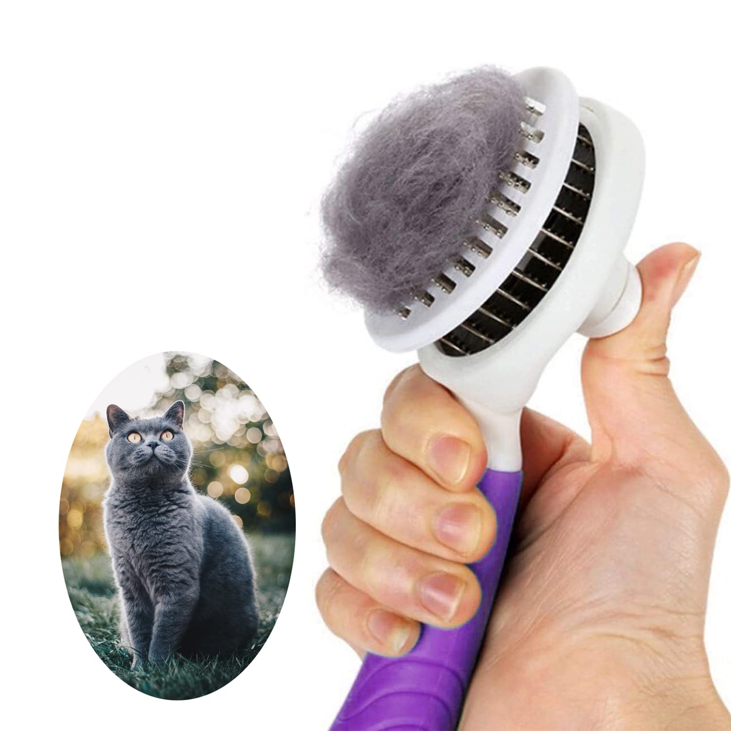 Cat Grooming Brush, Self Cleaning Slicker Brushes For Dogs Cats Pet Grooming Brush Tool Gently Removes Loose Undercoat, Mats Tan