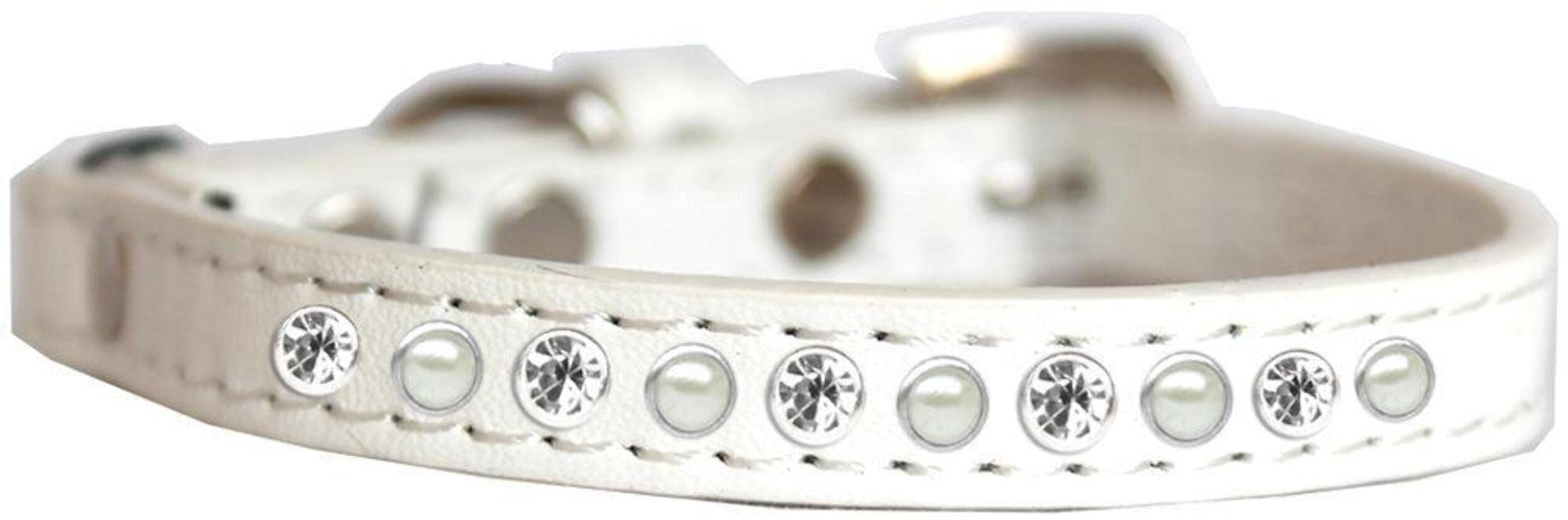 Mirage Pet Product Pearl and Clear Jewel Cat Safety Collar Bright Pink Size 10