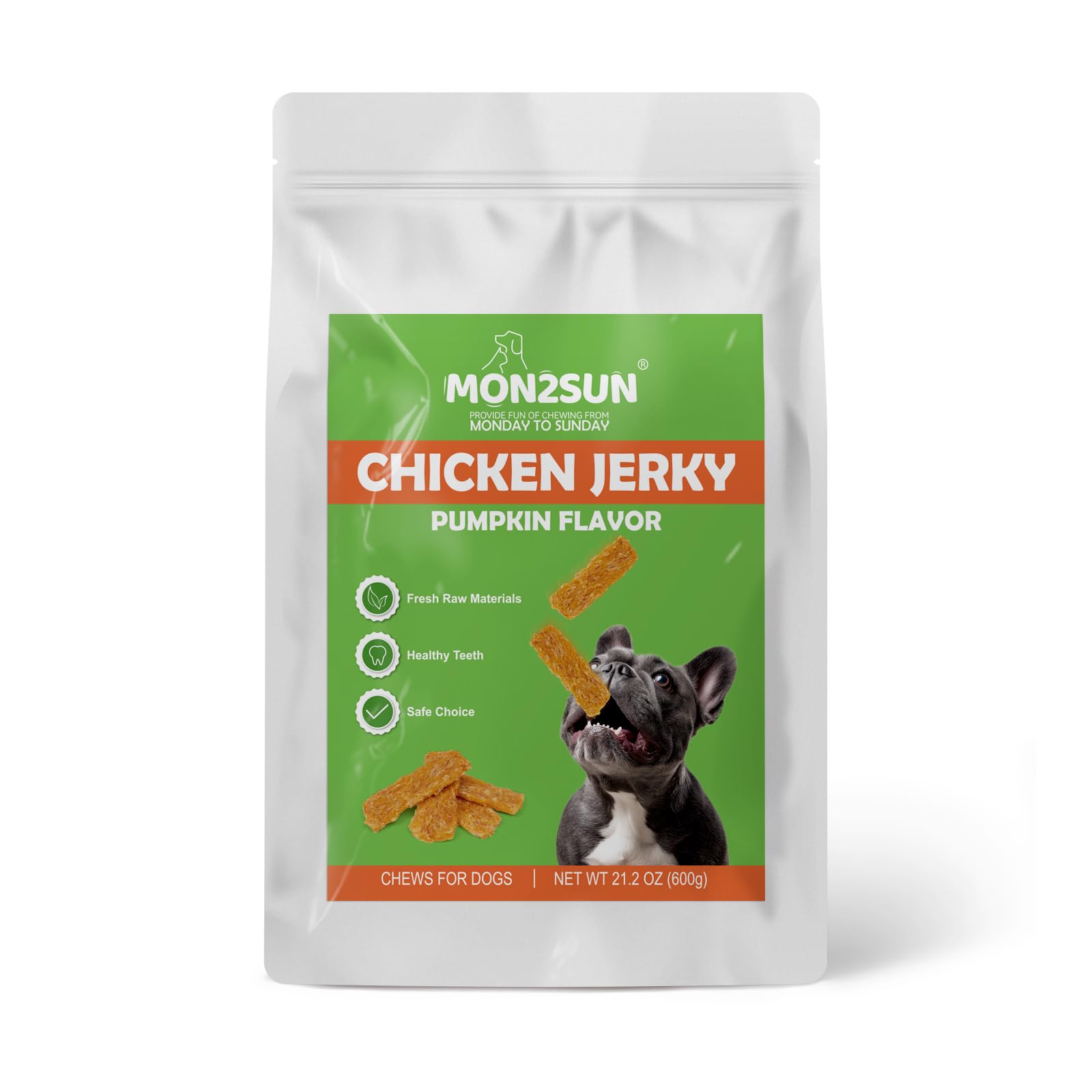 MON2SUN Dog Treats Chicken Jerky Pumpkin Flavor, Rawhide-Free, Gluten-Free, Healthy Jerky Snacks for Small Dogs, 21.2 oz