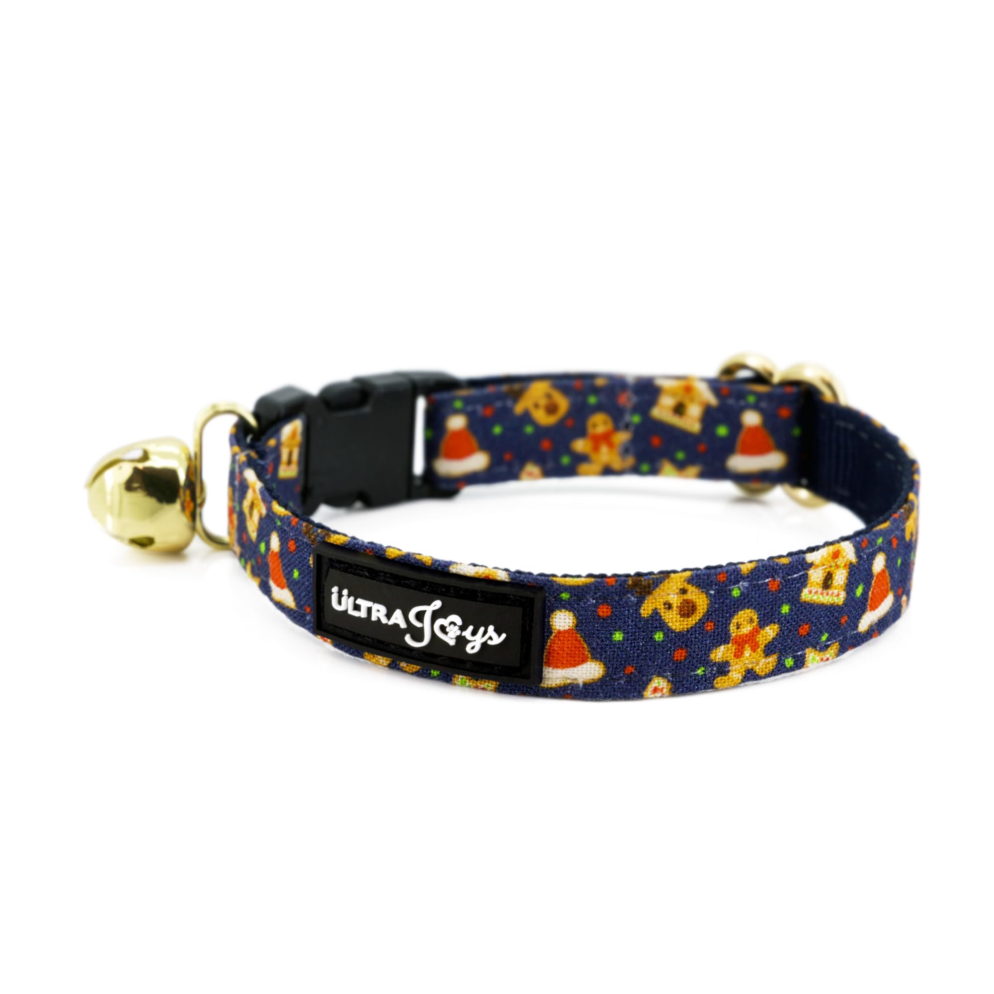 Ultra Joys Cat Collar - Breakaway With Bells - Boy & Girl Kitten Collars - Gingerbread Man Small