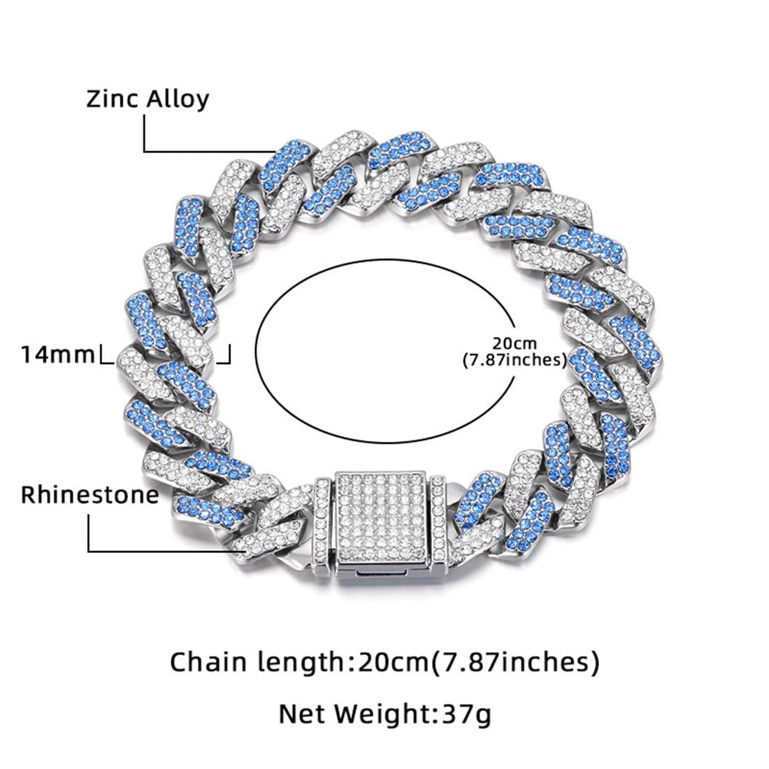 Pink Chain Dog Collar, Bling Diamond Cuban Link Dog Collars Glitter Rhinestone Dog Collar For Small Medium Large Pet Dogs, 16In