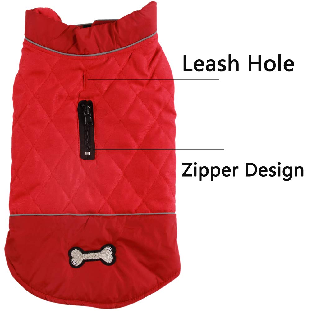 Vecomfy Reversible Dog Coats For Large Dogs Waterproof Warm Dog Jacket For Cold Winter,Red Xxl