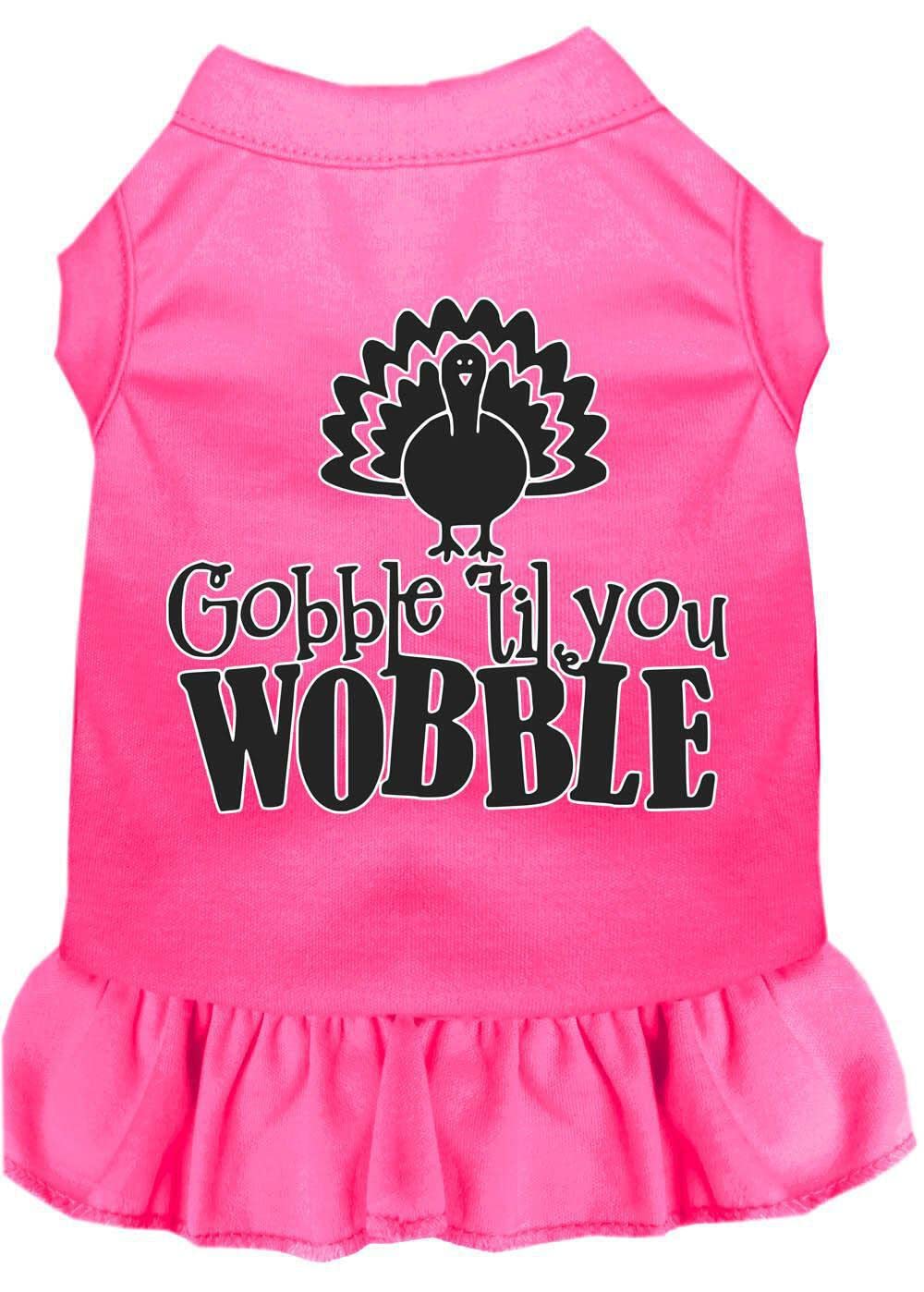 Thanksgiving Pet Dog & Cat Dress Screen Printed, "Gobble Til You Wobble" Black W/Bright Pink 3XL (25-35 lbs.)