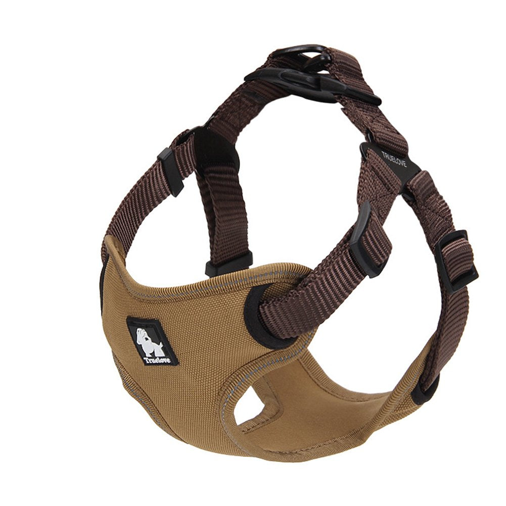 Creation Core Protective Dog Harness Adjustable Soft Nylon Pet Harness Reflective Outdoor Adventure Dog Walking Vest, Brown L