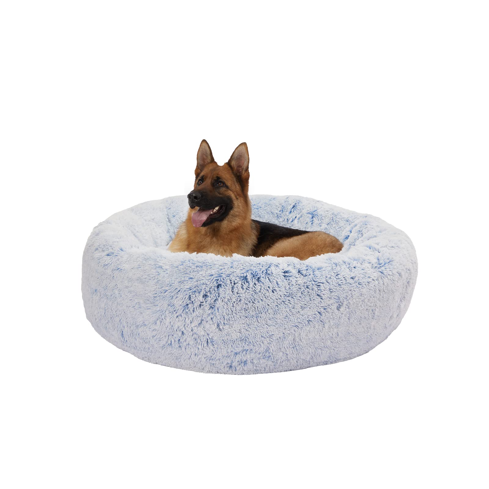 Bedfolks Calming Donut Dog Bed - 45 Inches Round, Plush For Extra Large Dogs, Anti-Anxiety, Washable & Non-Slip (Light Blue, Ext