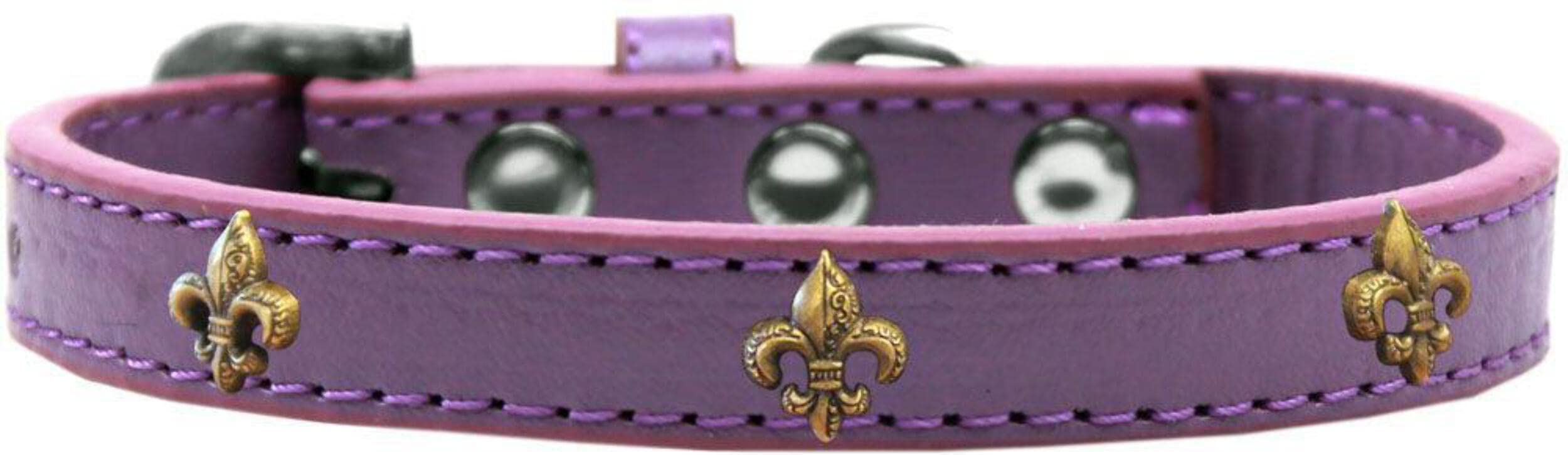 Dog, Puppy & Pet Widget Fashion Collar, Bronze Fleur De Lis White 20