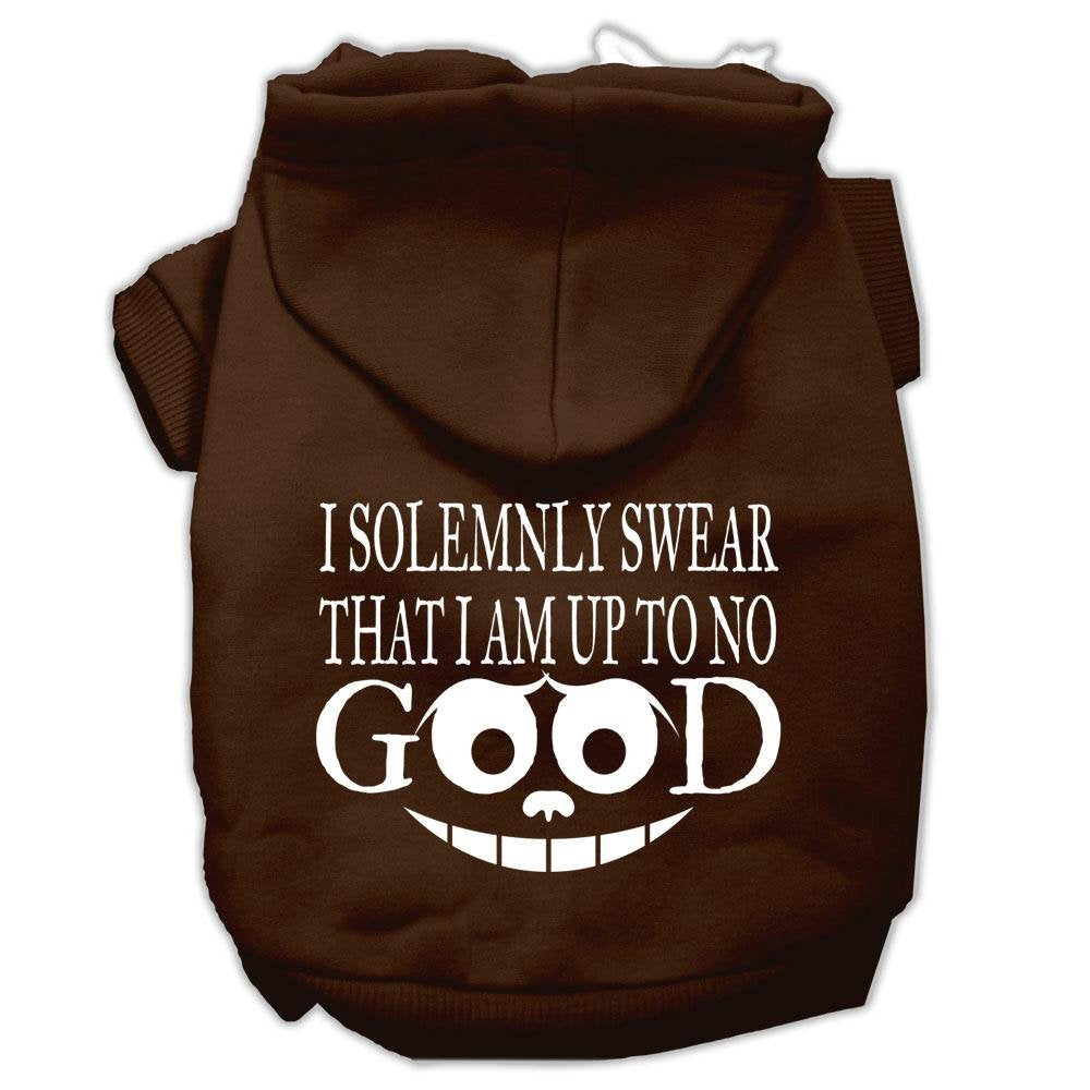 Pet Dog & Cat Hoodie Screen Printed, 'I Solemnly Swear That I Am Up To No Good' Brown Xl (14-20 Lbs.)