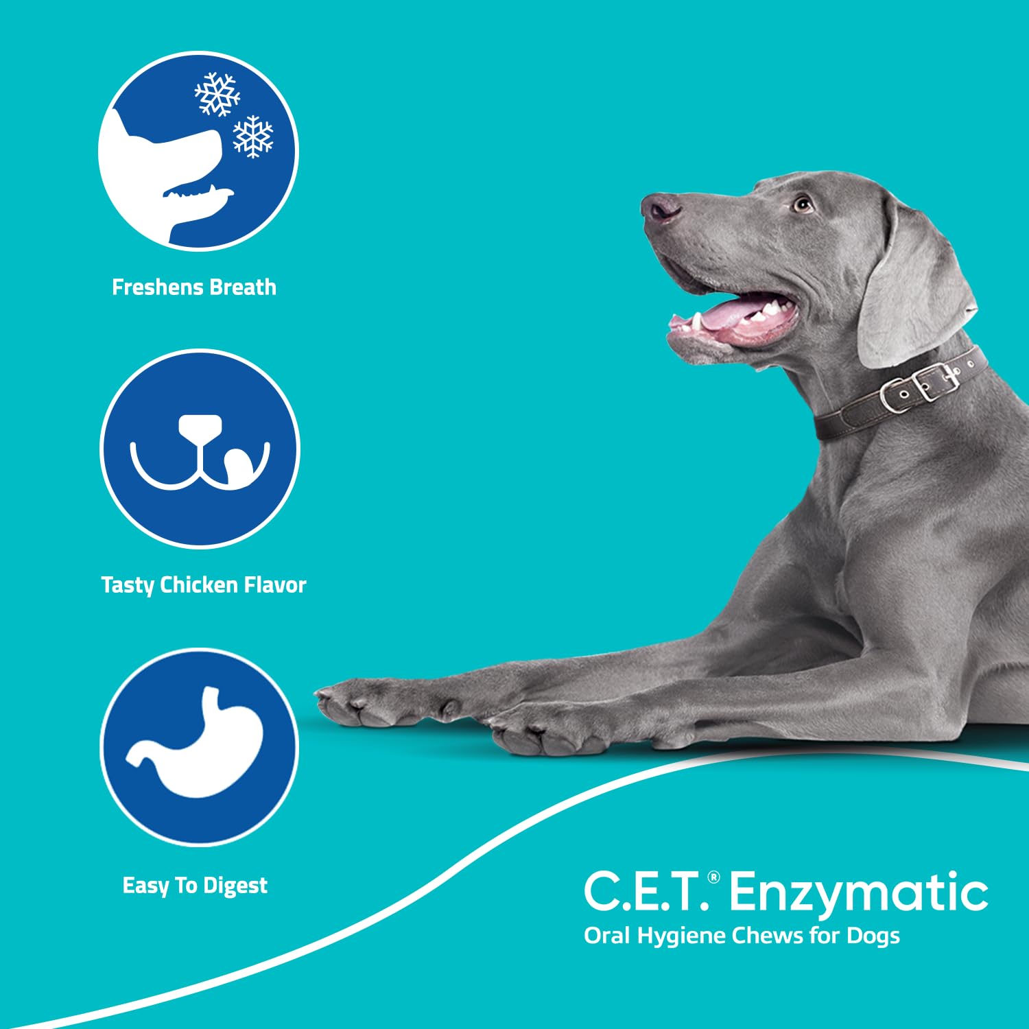 C.E.T. Enzymatic Oral Hygiene Chews for Dogs - Plaque & Tartar Control - Single Layer Beefhide with Exclusive Dual-Enzyme System