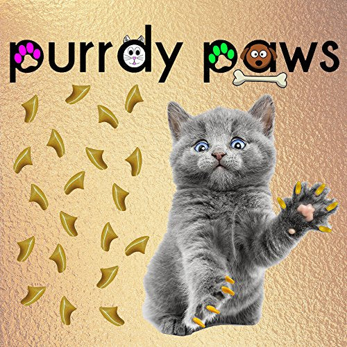 Purrdy Paws Soft Nail Caps For Cat Claws Metallic Gold Large