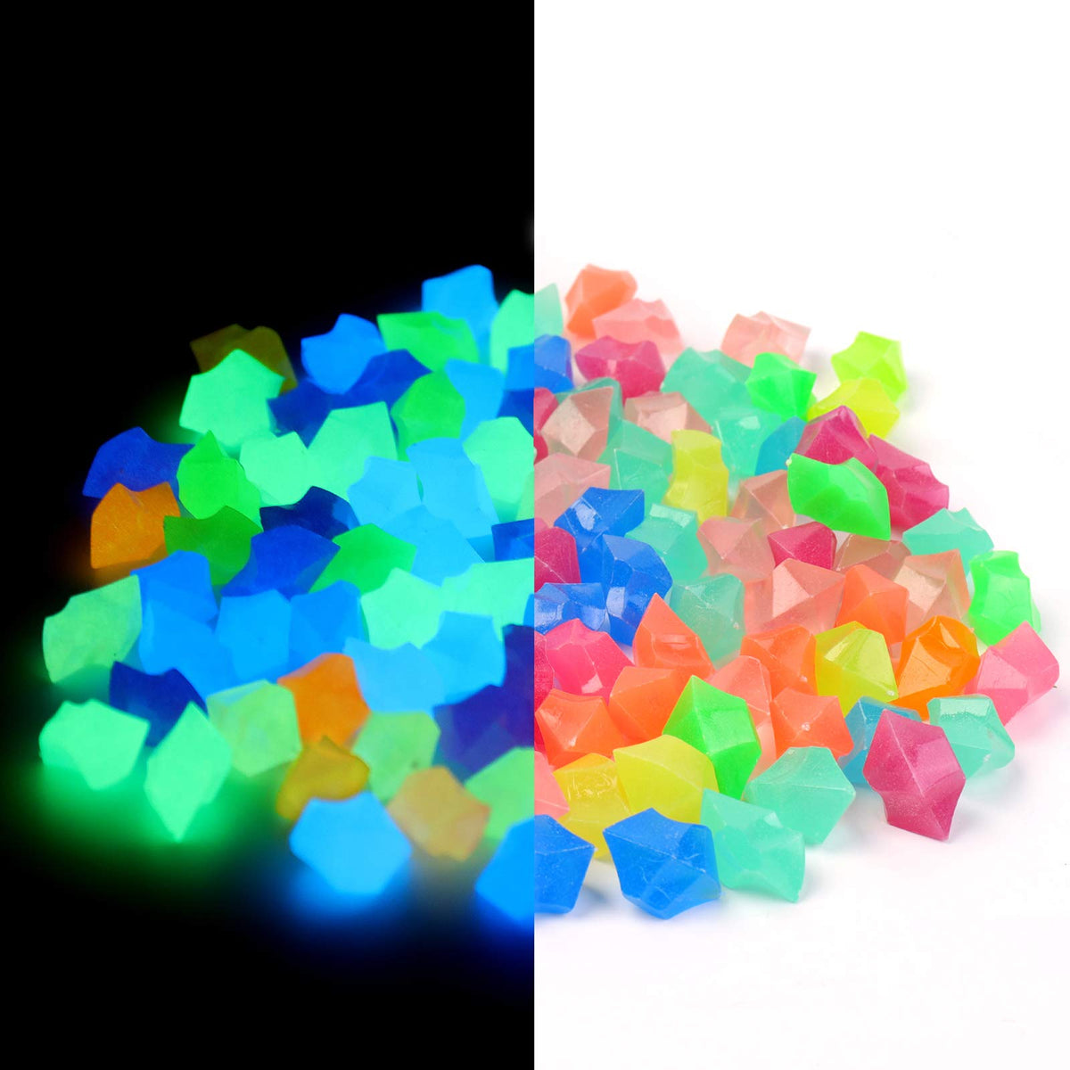 Oubest Fish Tank Decorations Rocks Little Glow In The Dark Aquarium Stones Fish Turtle Tank Pebbles Gravel Garden Rocks 300Pc 1.