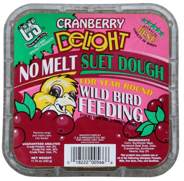 C&S Cranberry Delight No Melt Suet Dough, 11.75 Ounce, 8 Pack