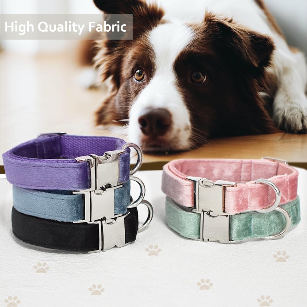 Bubblepup Velvet Dog Collar, Soft Dog Collar For Small Medium Large Dogs