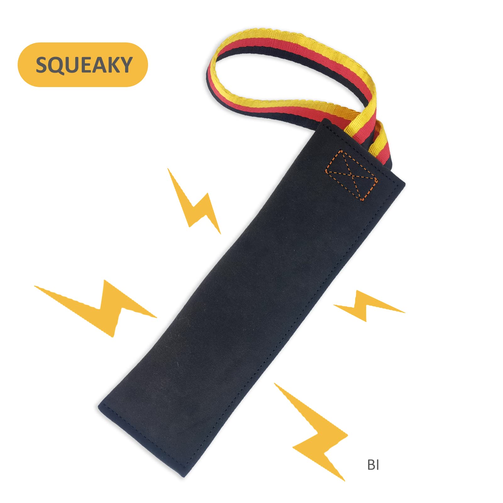 Dewonch No Stuffs Squeaky Leather Bite Tug Toy For Dog Training, K9 Puppy Stuffless Pull Toy With Handle To Build Prey Drive,Tra