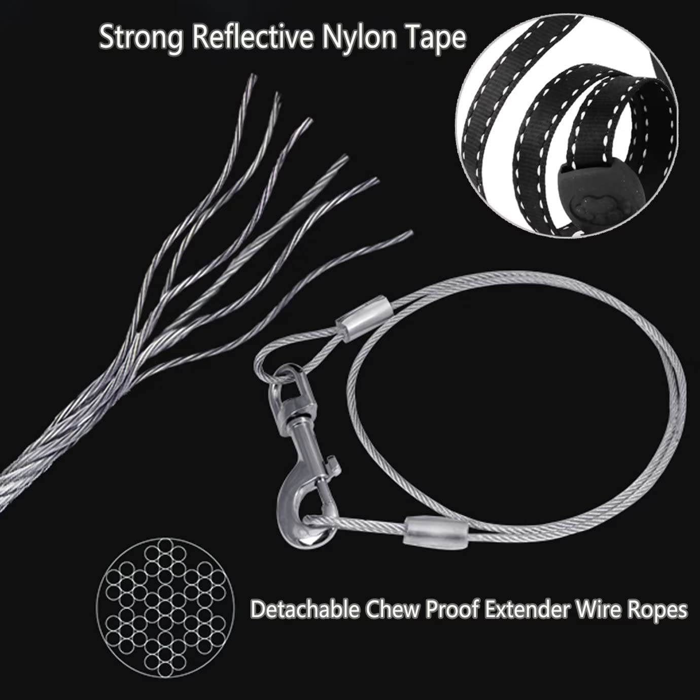 Crown Paws 13Ft Retractable Dog Leash For Small Breed Dogs Up To 22 Lbs With A Detachable Chew Proof Extender Wire Ropes (Black