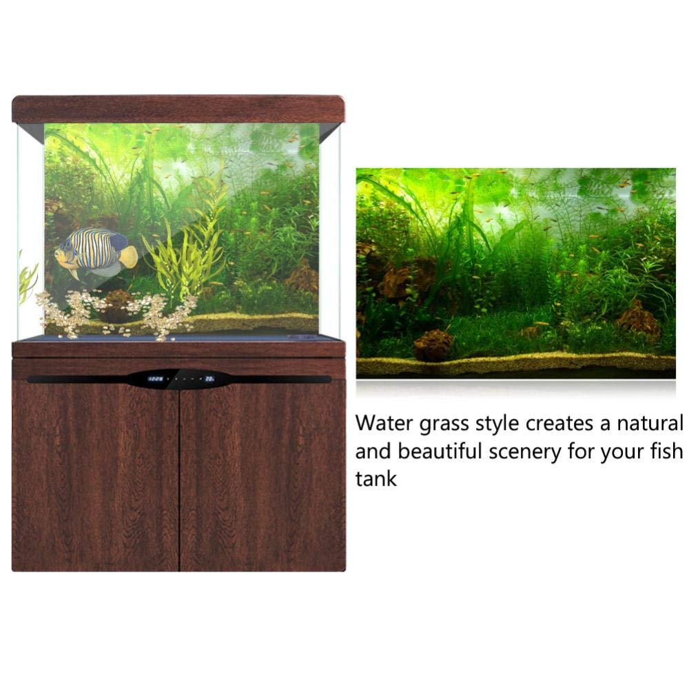 Aquarium Fish Background Poster PVC Adhesive Decor Paper Green Water Grass Aquatic Like Real(24.02x11.81in)
