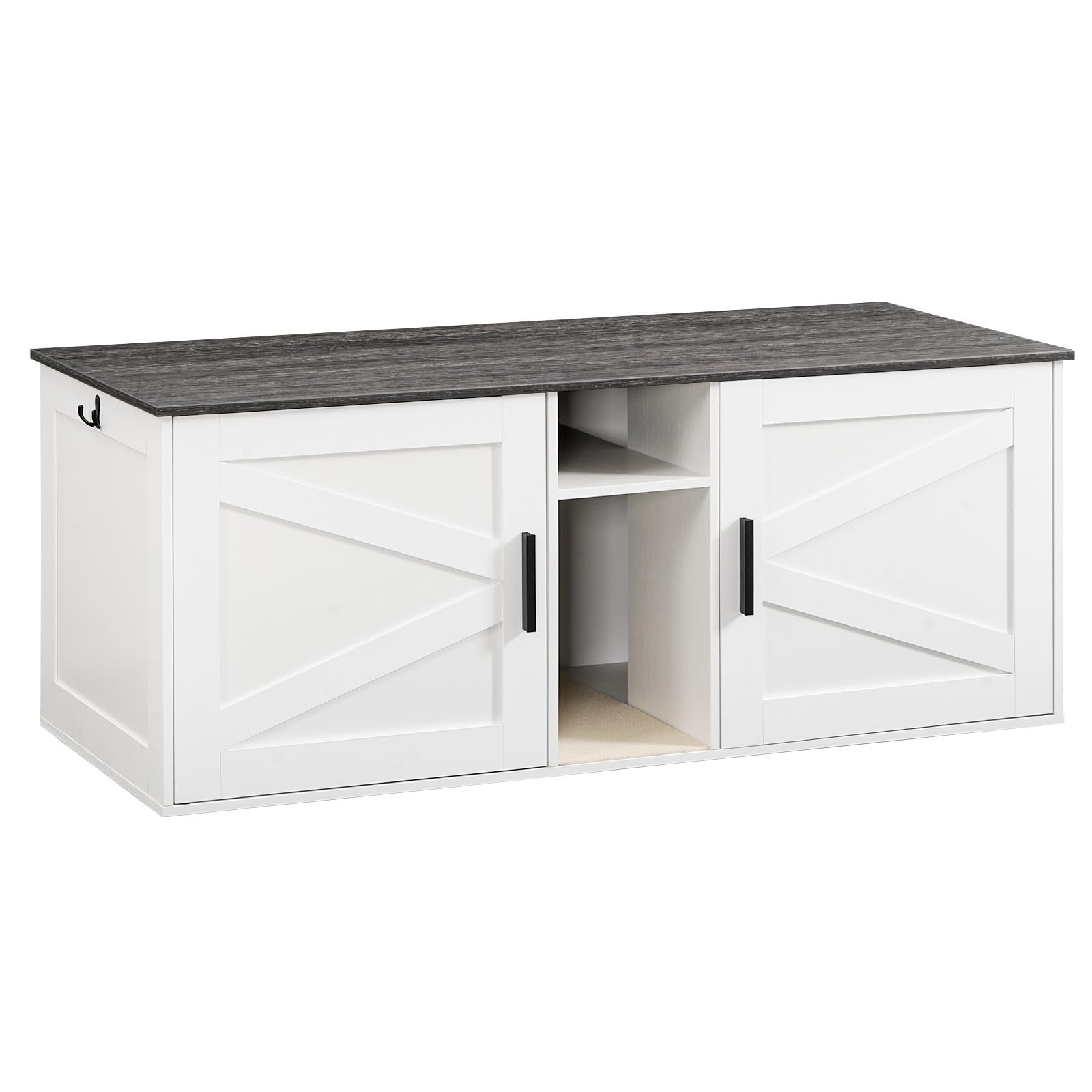 HOOBRO Double Litter Box Enclosure, Modern Cat Litter Box Furniture with Storage and Mat Design, Farmhouse Hidden Litter Box Enc