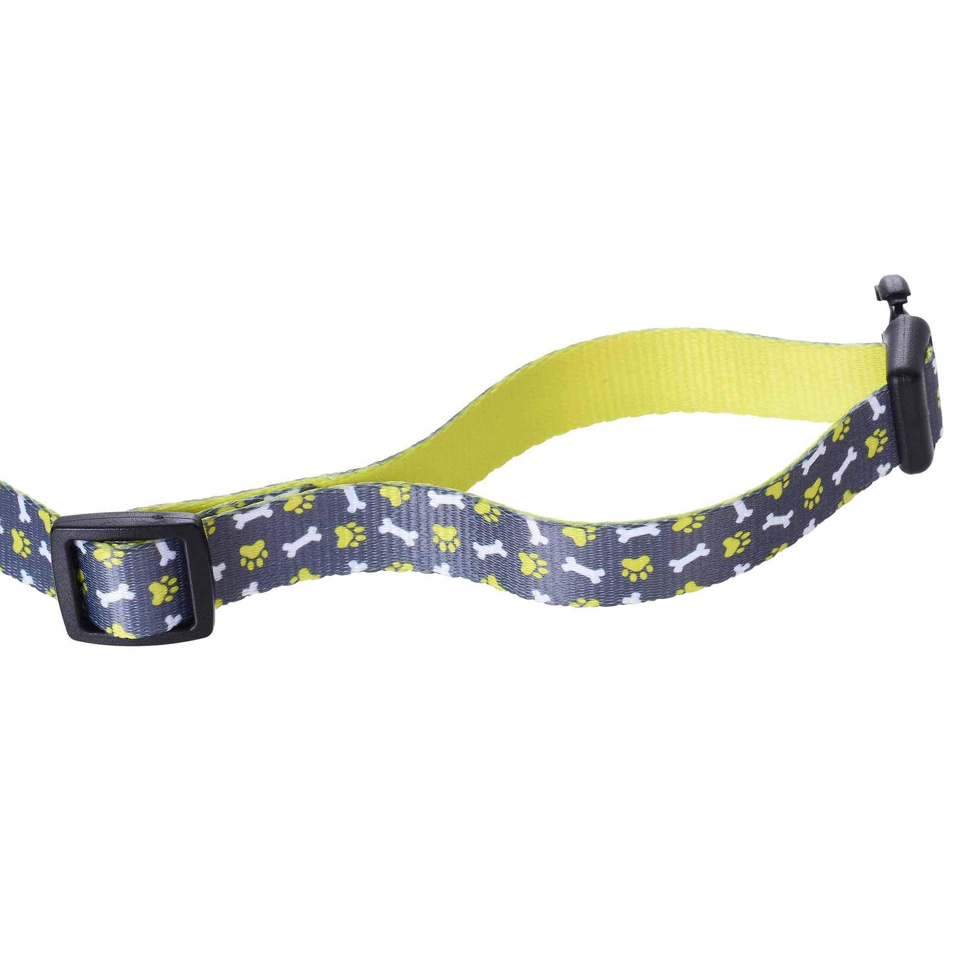 Mile High Life Dog Collar | Cute Puppy Collars | Lightweight Girl Dog Collar | Soft Boy Dog Collars | W Paws Bones Mustache Pattern (Gray, Large)