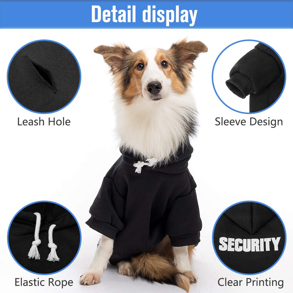 Scenereal Security Dog Hoodie Sweaters For Small Medium Large Dogs, Brushed Fleece Dog Clothes With Hat,Soft Cotton Winter Sprin