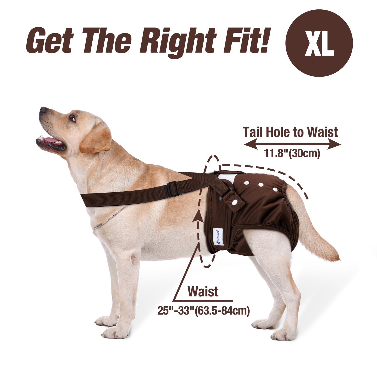 Pet Soft Washable Female Dog Diapers With Adjustable Suspenders (3 Pack) Escape-Proof Super Absorb Reusable Diapers For Heat, Tr