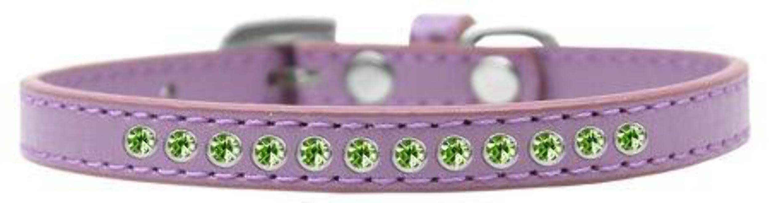 Mirage Pet Products Lime Green Crystal Black Puppy Dog Collar, Size 10
