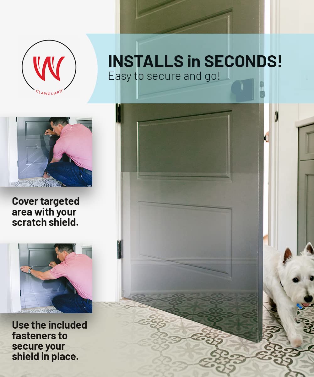 CLAWGUARD Scratch-Shield - Transparent Pet Protection for Drywall, Doors, and Screens - All Breed Sizes - Keep Pets Safe and Homes Clean