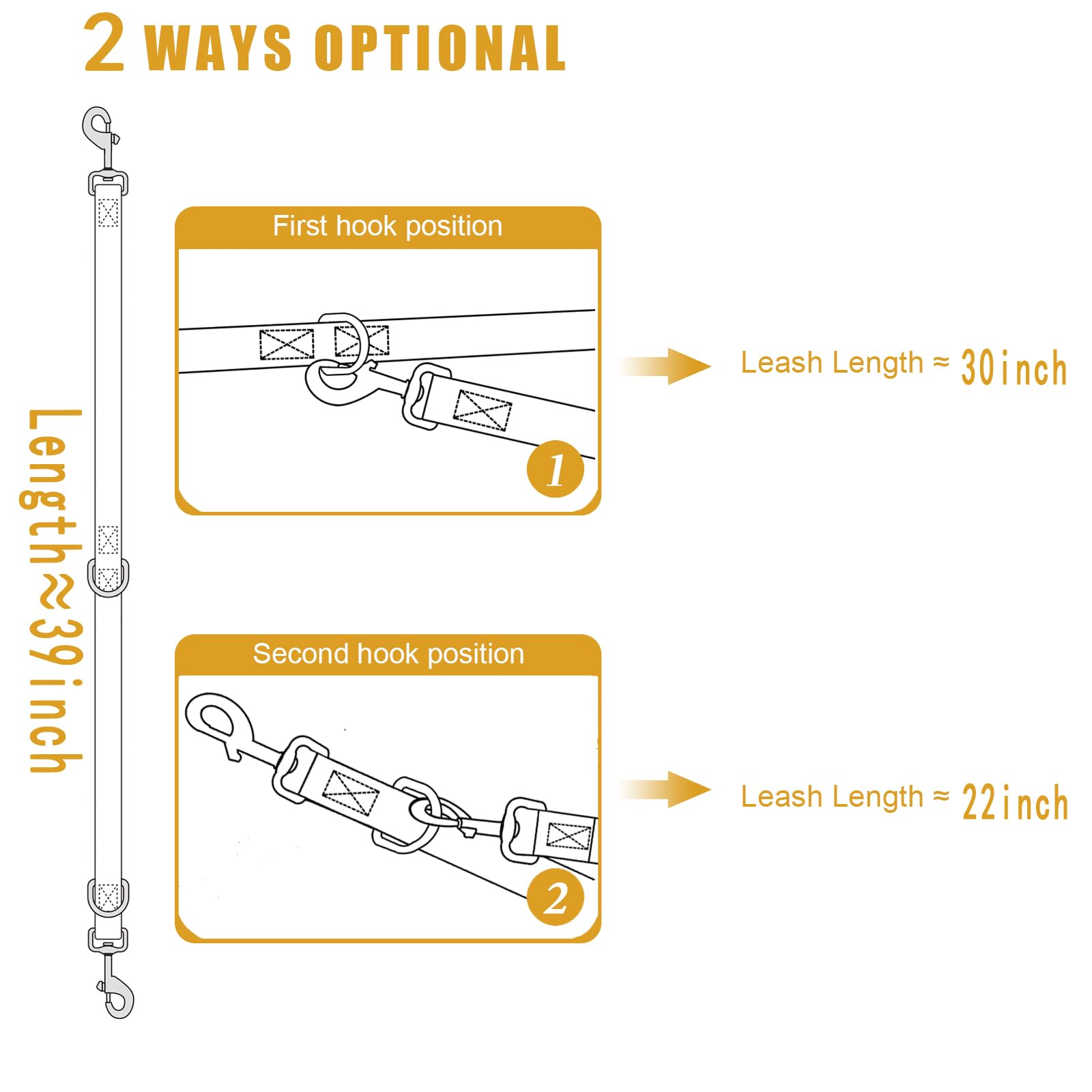Double Ended Dog Leash,For Obedience Training Easy To Use,Lightweight,Soft For Large And Medium Dogs (Grey, 1M*2.5Cm)