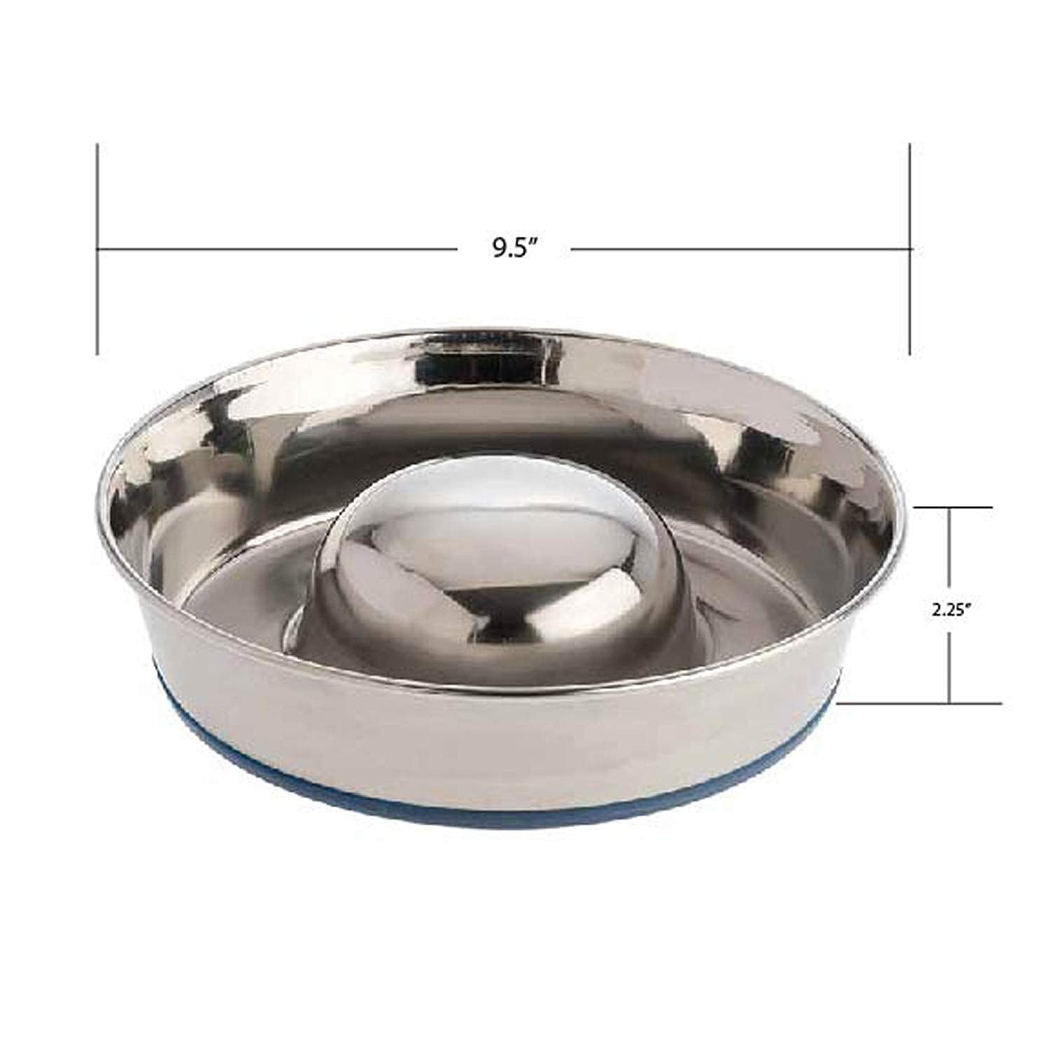 OurPets DuraPet Slow Feed Premium Stainless Steel Dog Bowl, Silver (2040010301)