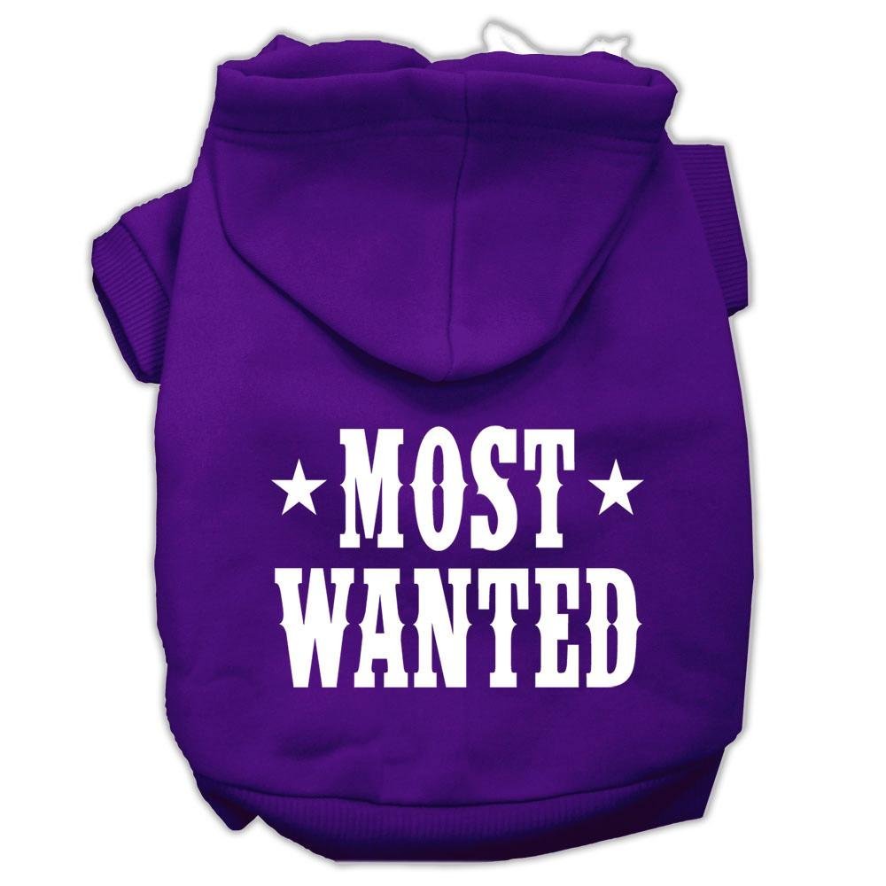 Pet Dog & Cat Hoodie Screen Printed, 'Most Wanted' Purple Lg (10-14 Lbs.)