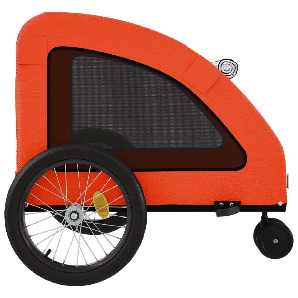 vidaXL Pet Bike Trailer in Orange & Gray - Sturdy Iron Frame, Comfortable Oxford Fabric, Ventilated with PVC Cover, Reflective Safety Features, Multifunctional Use, 53.9&quot; L Cargo Area